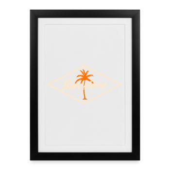Barcelona Spanien Palmen Design - Gerahmtes Poster (27 × 37 cm) - Schwarz - Vorne