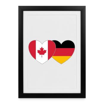 Canada Allemagne Drapeau Coeur - Affiche encadrée (27 × 37 cm) - noir - Devant