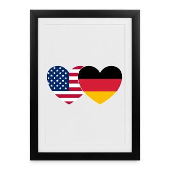 USA Germany Flag Heart - Framed poster (27 × 37 cm) - black - Front