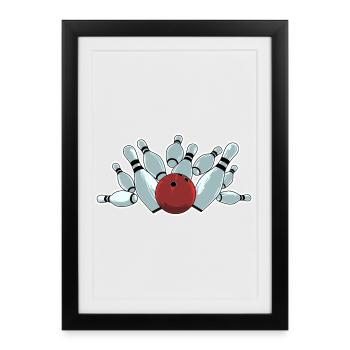 Frappe de bowling - Affiche encadrée (27 × 37 cm) - noir - Devant