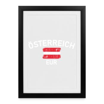 Logo vieilli du drapeau de l’arc d’Autriche - Affiche encadrée (27 × 37 cm) - noir - Devant