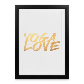 Yoga Love Gold Meditation Handwriting Graffiti om - Framed poster (27 × 37 cm) - black - Front