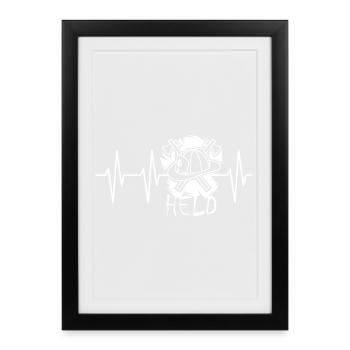 Firefighter Hero Heartbeat Firefighter Icon - Framed poster (27 × 37 cm) - black - Front