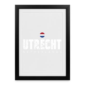 Utrecht Distressed City Letters - Framed poster (27 × 37 cm) - black - Front