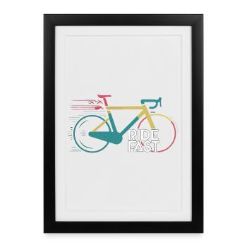 Conception d’impression de vélo de vitesse vive - Affiche encadrée (27 × 37 cm) - noir - Devant