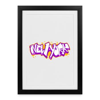 New York Horizontal Graffiti 3 - Framed poster (27 × 37 cm) - black - Front