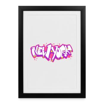 New York Horizontal Graffiti 2 - Framed poster (27 × 37 cm) - black - Front