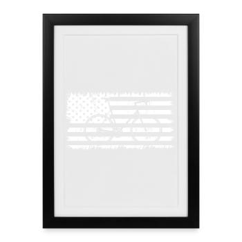Bicycle American Flag - Framed poster (27 × 37 cm) - black - Front