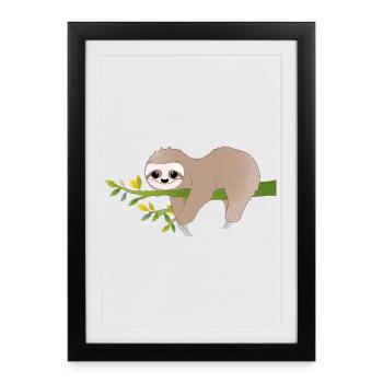 Relaxed Sloth – Charming Relax Motif - Framed poster (27 × 37 cm) - black - Front