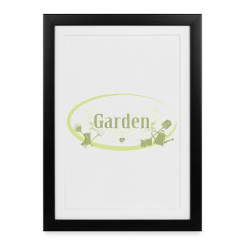 Panneau de jardin vintage anglais avec outils - Affiche encadrée (27 × 37 cm) - noir - Devant