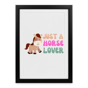 Illustration fantaisiste d’amoureux des chevaux - Affiche encadrée (27 × 37 cm) - noir - Devant