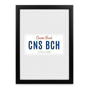 Cousins Beach – License Plate - Framed poster (27 × 37 cm) - black - Front