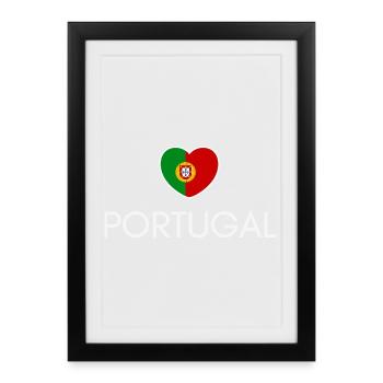 Cœur avec drapeau portugais, fierté portugaise - Affiche encadrée (27 × 37 cm) - noir - Devant