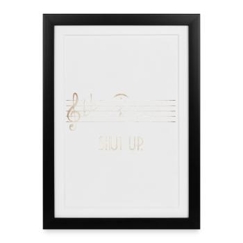 Silence à travers Notenauge tais-toi entre guillemets - Affiche encadrée (27 × 37 cm) - noir - Devant