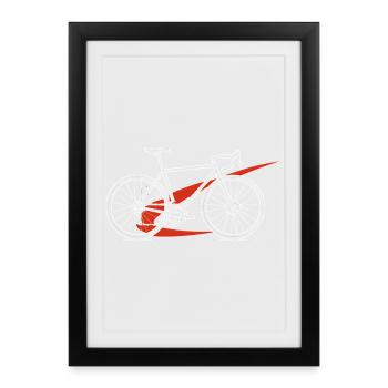 Roter Radfahrer Skizze - Gerahmtes Poster (27 × 37 cm) - Schwarz - Vorne