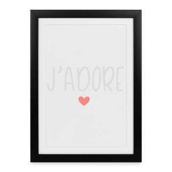 J'Adore Coeur Rose - Affiche encadrée (27 × 37 cm) - noir - Devant