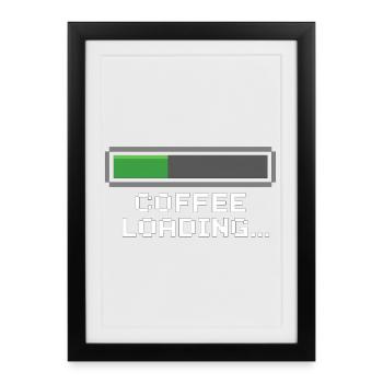 Coffee Loading Bar Pixel - Framed poster (27 × 37 cm) - black - Front
