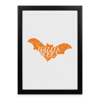 Silhouette de chauve-souris scintillante orange d’Halloween - Affiche encadrée (27 × 37 cm) - noir - Devant