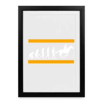 L’évolution humaine se termine dans la gloire des courses de chevaux - Affiche encadrée (27 × 37 cm) - noir - Devant