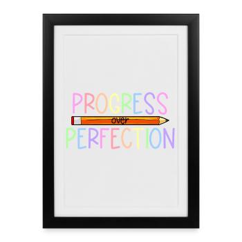 Le progrès plutôt que la perfection Retour à l’école Leh - Affiche encadrée (27 × 37 cm) - noir - Devant