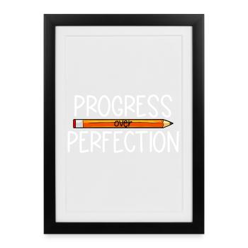 Le progrès plutôt que la perfection Retour à l’école Leh - Affiche encadrée (27 × 37 cm) - noir - Devant