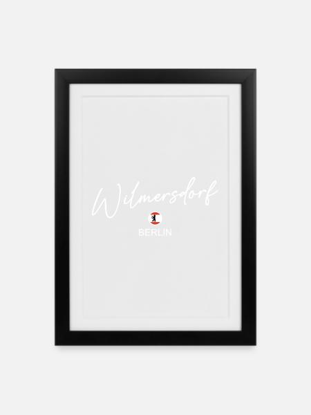 Wilmersdorf - Drapeau de Berlin - Ours de Berlin - Affiche encadrée (27 × 37 cm) - noir
