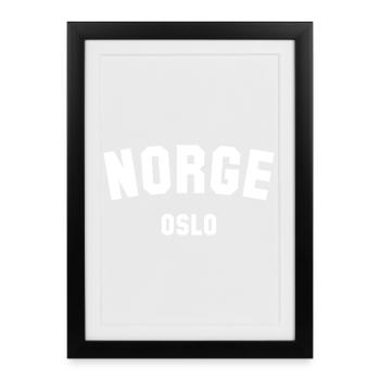 Oslo Norge Norvège Norvège - Affiche encadrée (27 × 37 cm) - noir - Devant