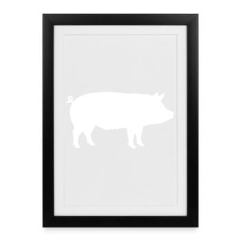 Pig Silhouette Farm Animal Vector - Framed poster (27 × 37 cm) - black - Front