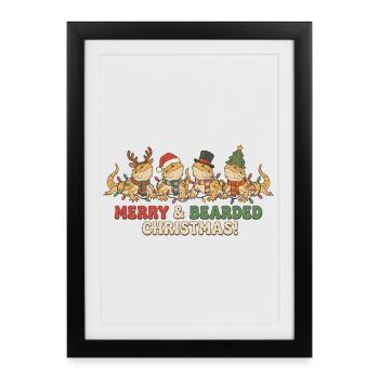 Bearded Dragon Vintage Christmas Lights - Framed poster (27 × 37 cm) - black - Front