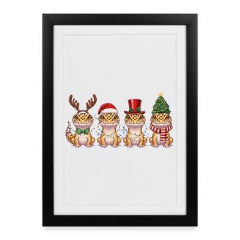 Guirlandes de Noël Gecko Léopard - Affiche encadrée (27 × 37 cm) - noir - Devant