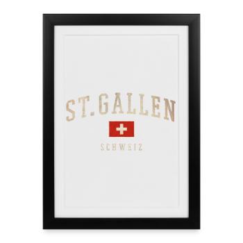 Logo vintage de Saint-Gall, Suisse - Affiche encadrée (27 × 37 cm) - noir - Devant