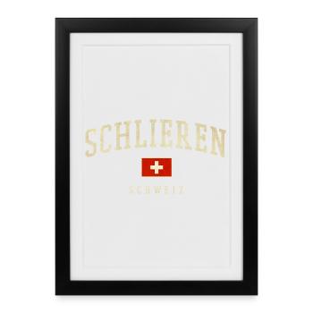 Schlieren Switzerland Vintage Font & Flag - Framed poster (27 × 37 cm) - black - Front