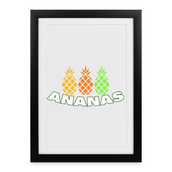 Ananas - Affiche encadrée (27 × 37 cm) - noir - Devant