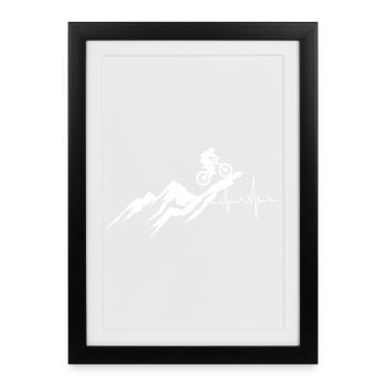 Mountain Bike Downhill Heartbeat - Framed poster (27 × 37 cm) - black - Front