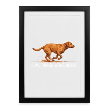 Répétition du tunnel de saut du Labrador Agility - Affiche encadrée (27 × 37 cm) - noir - Devant