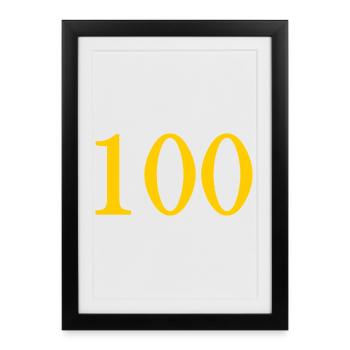 100. 100 ANS. 100e ANNIVERSAIRE. ANNIVERSAIRE 100 - Affiche encadrée (27 × 37 cm) - noir - Devant