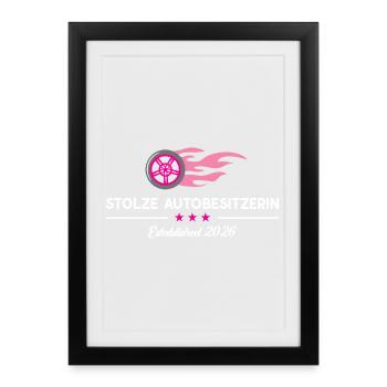 Propriétaire de voiture Permis de conduire 2026 Voiture neuve - Affiche encadrée (27 × 37 cm) - noir - Devant
