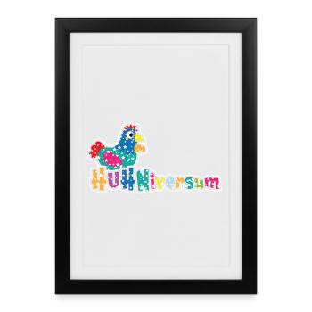 CHICKENiversum - Fans de poulet - Coq - Coq - Bio - Affiche encadrée (27 × 37 cm) - noir - Devant