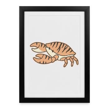 Orange Crab Striped Cartoon Tiger Stripes - Framed poster (27 × 37 cm) - black - Front