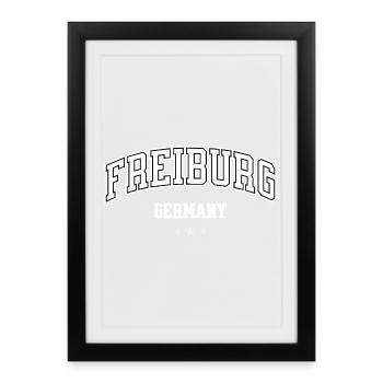 Motif de Fribourg pour hommes Femmes Fans d’Allemagne - Affiche encadrée (27 × 37 cm) - noir - Devant