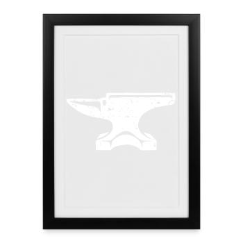 Forged Anvil Icon Tee - Framed poster (27 × 37 cm) - black - Front