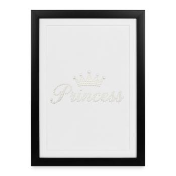 Princess Beaded Crown Lettering Princess - Framed poster (27 × 37 cm) - black - Front
