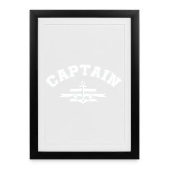 Emblème de l’ancre du capitaine - Affiche encadrée (27 × 37 cm) - noir - Devant