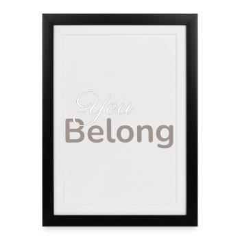 Vous appartenez Typographie Design Minimaliste Taupe - Affiche encadrée (27 × 37 cm) - noir - Devant