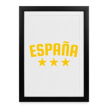 Espagne 3 étoiles Design Jaune - Affiche encadrée (27 × 37 cm) - noir - Devant