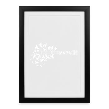 Guitare acoustique des oiseaux - Affiche encadrée (27 × 37 cm) - noir - Devant