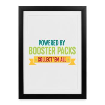 Powered By Booster Packs Collect Em All Card - Framed poster (27 × 37 cm) - black - Front