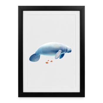 Lamantin - Affiche encadrée (27 × 37 cm) - noir - Devant