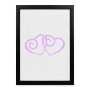 Double Cœurs en Love Art au trait - Affiche encadrée (27 × 37 cm) - noir - Devant