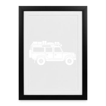 Defender D110-White - Gerahmtes Poster (27 × 37 cm) - Schwarz - Vorne